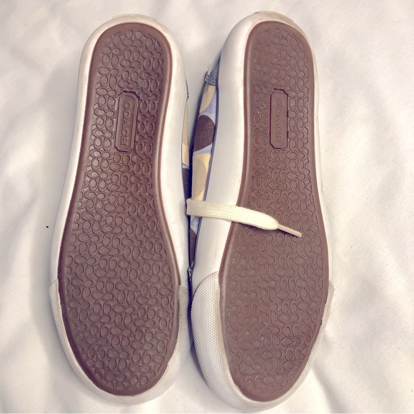 Coach Barrett blue tan low top canvas signature C print sneakers - Picture 10 of 10